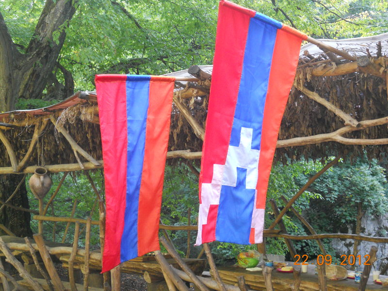 The Armenian and Karabagh flags
