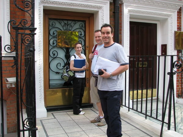 Looking hopeful outside the Belarusian Embassy in Kensington