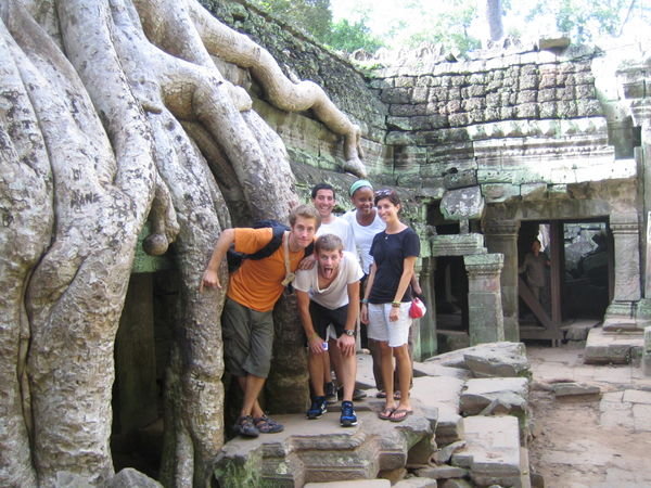 The Group Outside Root Cage: Ta Prohm