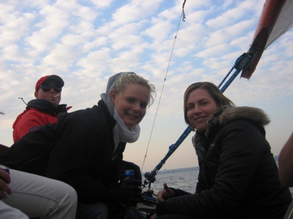 Jacqui & me on her friend's sailing boat on Lake Ontario (or Toronto harbour, not sure)