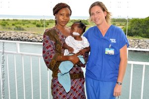 Little girl who had a cleft palate repair and her mum