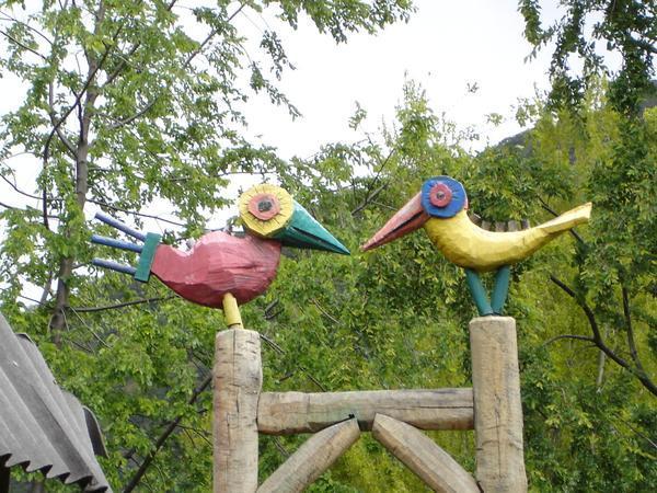 wooden parrots