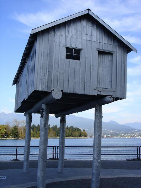 Public Art - a silver hut on stilts