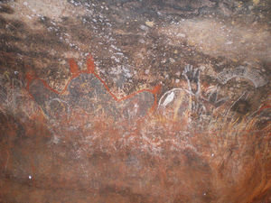 Aboriginal paintings on the rock