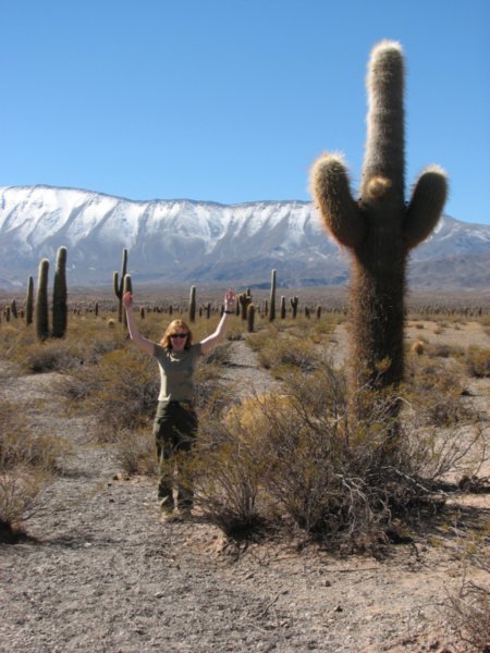 Sarah as a cactus in Parque Nacional Los Cardones