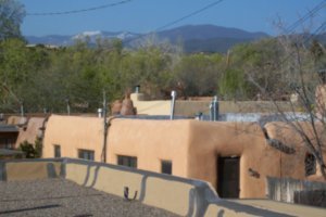 Santa Fe Roofs With Snowy Mountain Top on the Background