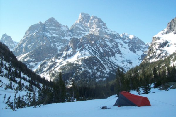 My Camp 3,000 Metres High in the Snow, Overlooking The Grand Teton