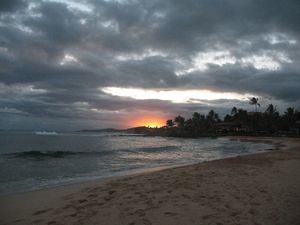 Sunset at Poipu beach in Kauai