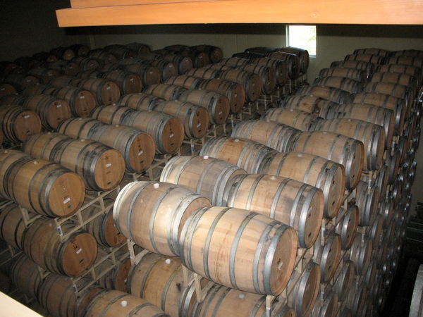 Wine barrels in Sterling vineyard