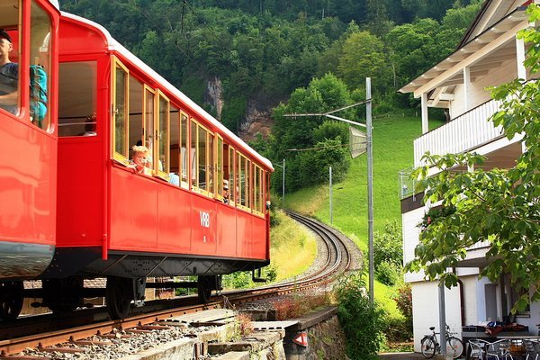 a cogwheel train to Mt Rigi