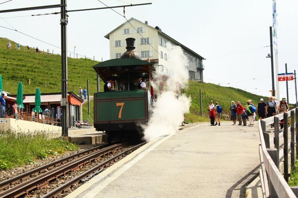 a train at top of Mt Rigi