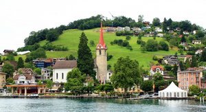 a Swiss village at Lake Lucerne