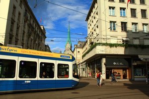 a tram in Zurich