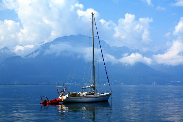 a boat on lake Geneva