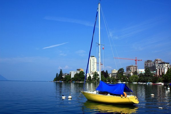 a boat on the lake Geneva