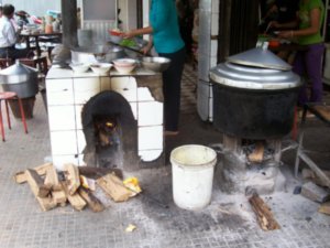 Restaurant stove on street