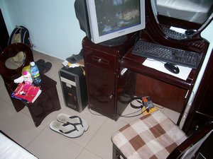 computer in hotel room
