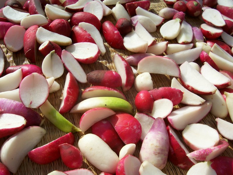 radishes ready for drying