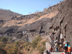Ajanta Caves -  Outside view