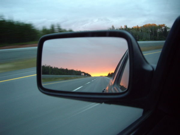 Rear-view sunset