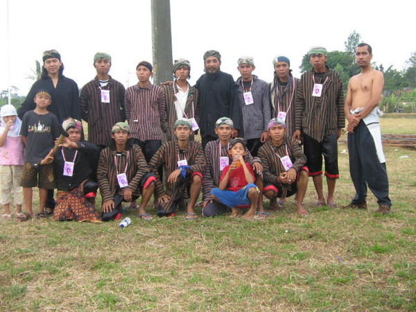 Widi (far left) with some of his villagers ready for some kind of local game