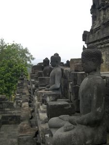 some of the many statues of Buddha that line the temple