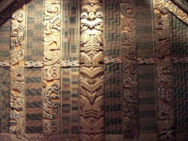 In a moc Maori house in the museum
