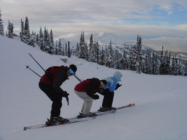 Ben, Dot and Kat Skiing