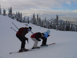 Ben, Dot and Kat Skiing