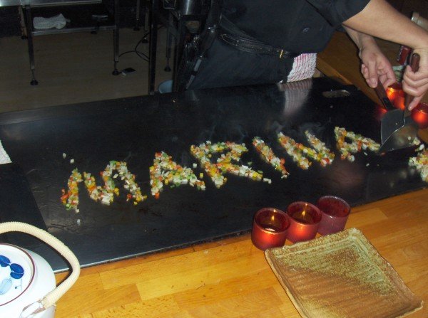 Spelled out in vegies for the fried rice