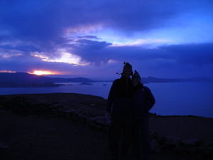 Sunset on lago titicaca