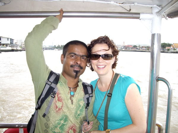 On way to Grand palace by river boat