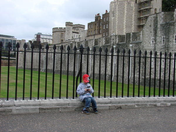 Thomas "enjoying the sites" of Tower of London