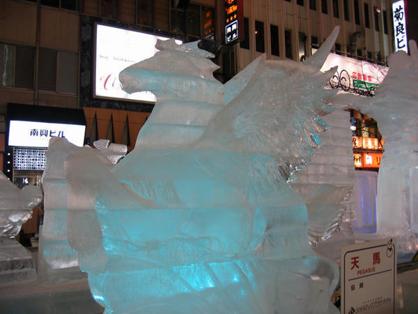 Ice horse sculpture