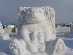 Bear snow sculpture