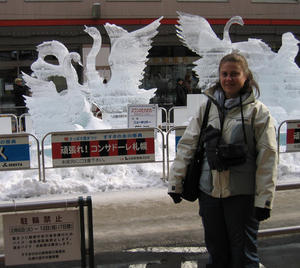Swan ice sculptures