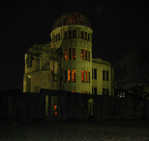 The A-Bomb building at night