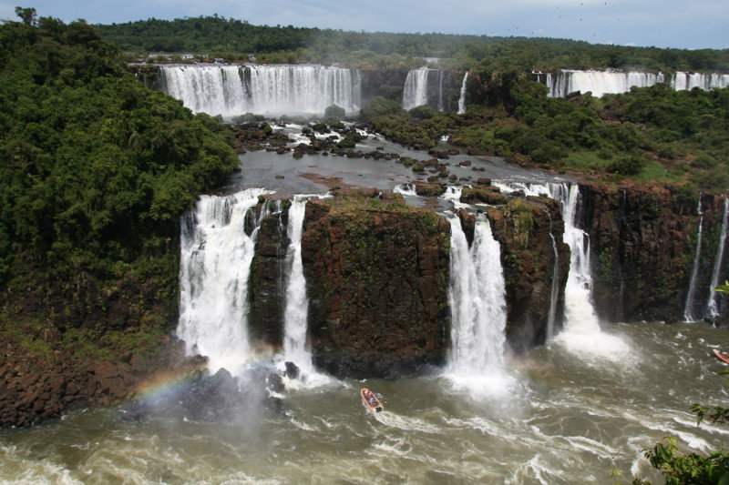 Waterfall - with rainbow and boat