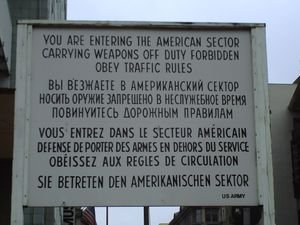 Sign in front of Checkpoint Charlie