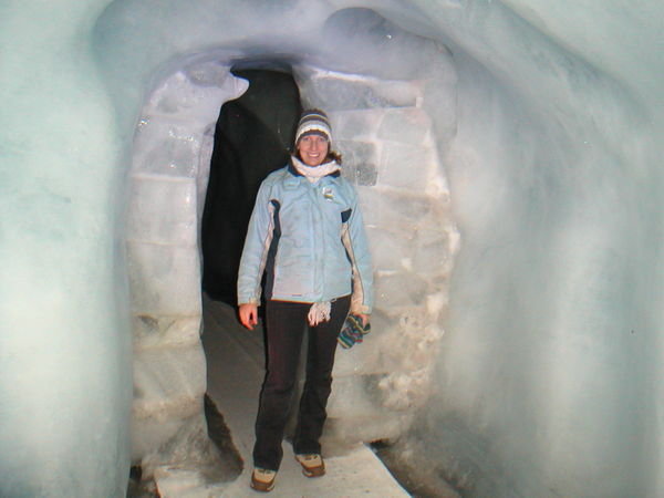 Bri inside a glacier cave