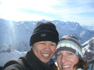 The two of us with the Alps in the background