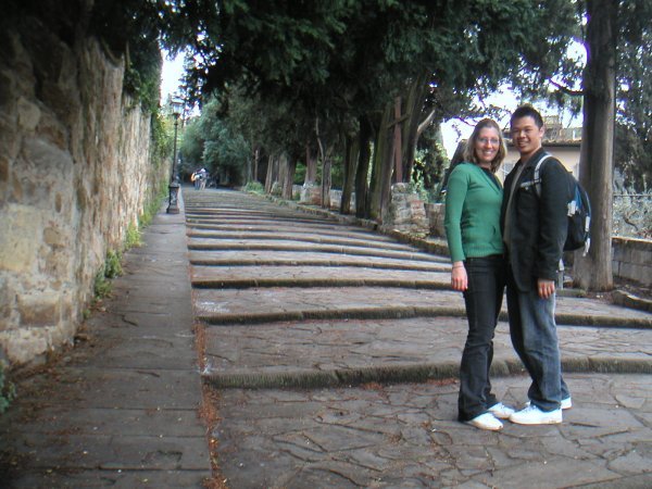 The long uphill climb to Piazzale Michelangelo