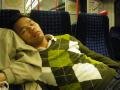 Huy sleeping - on our way home from London, day 1
