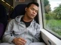 Huy sleeping...again...on the way to London, day 2