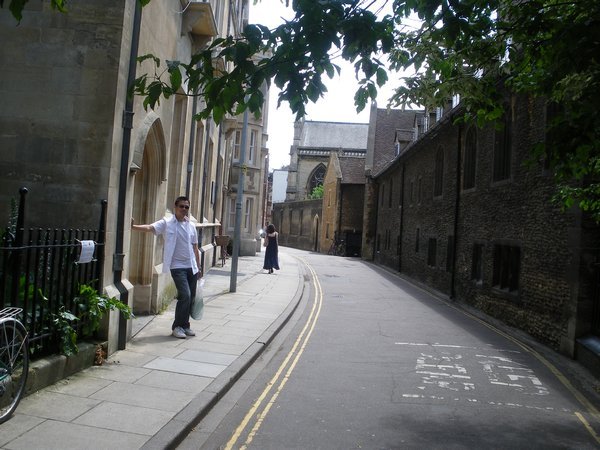 Walking down a small, narrow street
