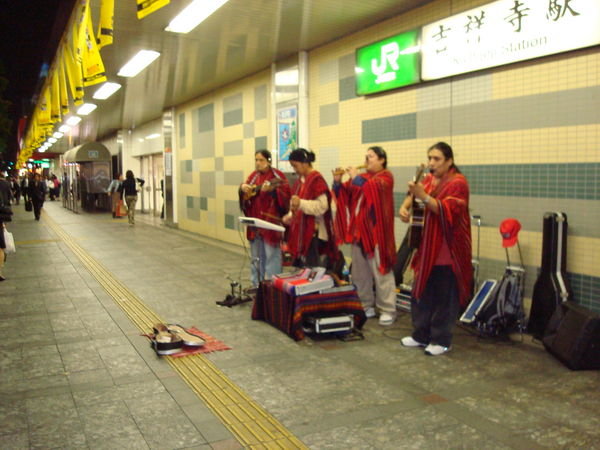 another musical group outside the station