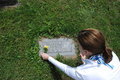 Placing Flowers at Aunt Brenda's Grave
