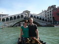 In front of Rialto Bridge on gondola