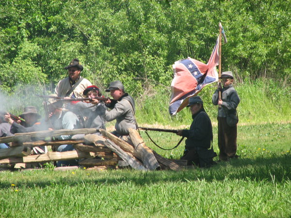 Confederates firing