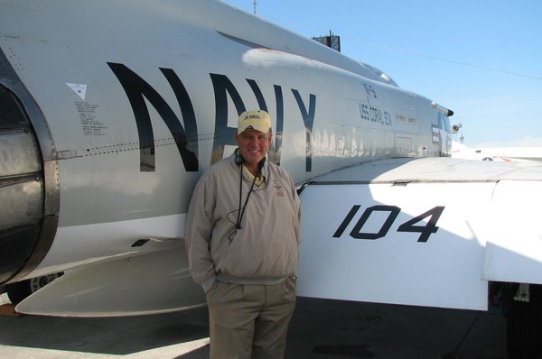 Terry with a USS Coral Sea jet